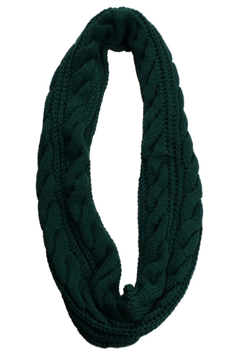 NEOSAN Womens Thick Ribbed Knit Winter Infinity Circle Loop Scarf Twist Dark Green - Image 2